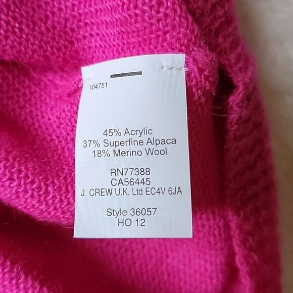 J. Crew NWOT alpaca merino‎ fine knit cardigan hot pink pockets size Small - Picture 6 of 8